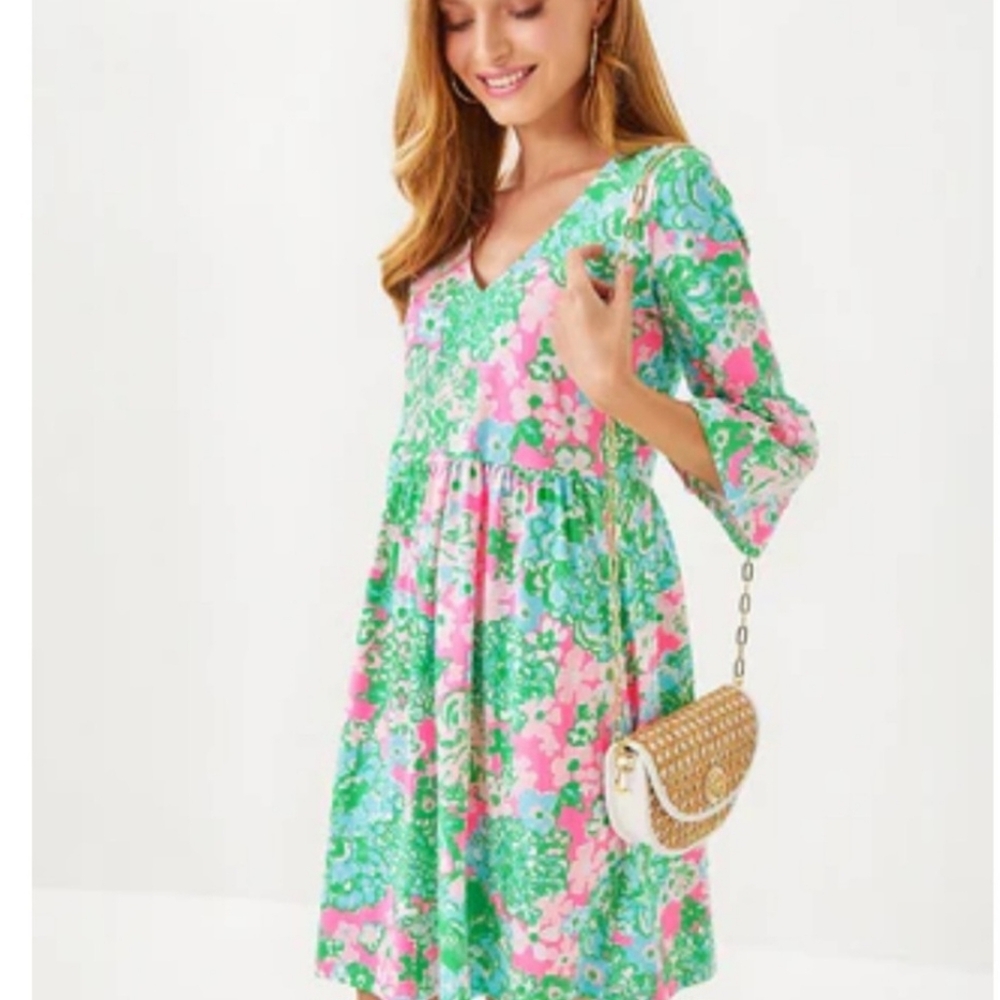 Lilly Pulitzer Pink and Green Floral Dress